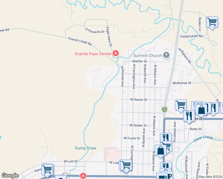 map of restaurants, bars, coffee shops, grocery stores, and more near 609 West Hogerson Street in Buffalo