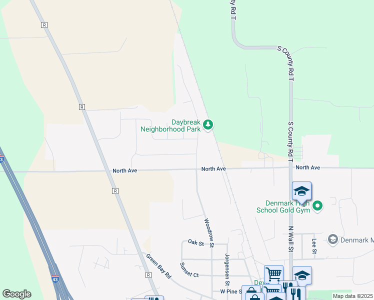 map of restaurants, bars, coffee shops, grocery stores, and more near 412 Harvest Hill Drive in Denmark