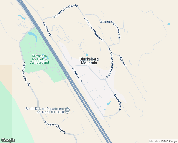 map of restaurants, bars, coffee shops, grocery stores, and more near 8277-8531 South Blucksberg Mountain Road in Sturgis