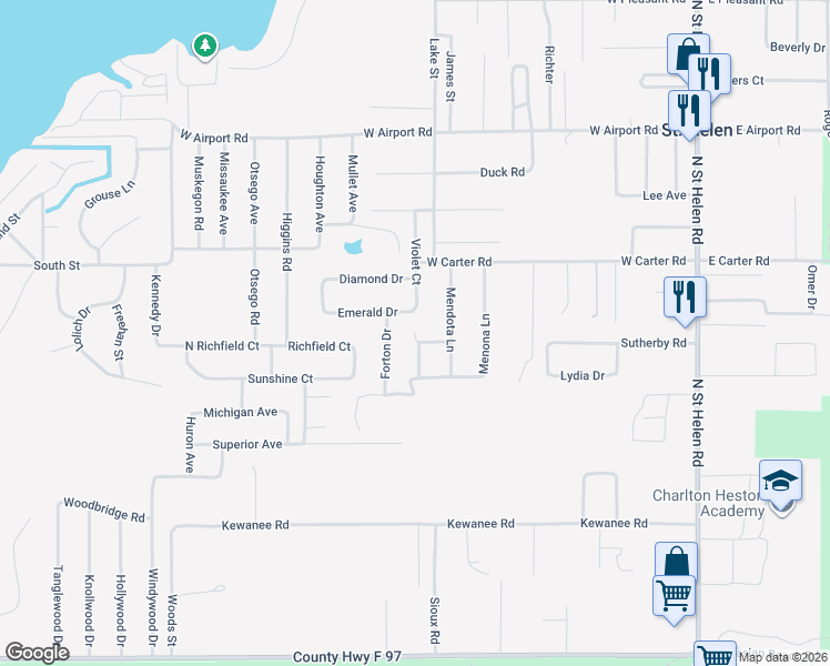 map of restaurants, bars, coffee shops, grocery stores, and more near 9481 En-Da-Win in St. Helen