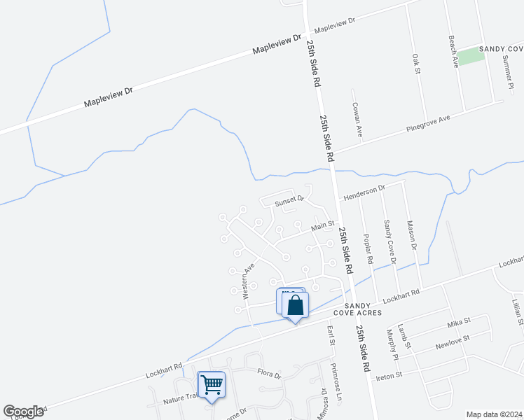 map of restaurants, bars, coffee shops, grocery stores, and more near 4 Riverview Circle in Innisfil