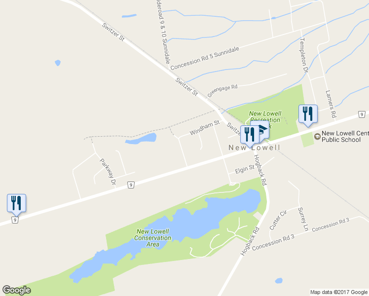 map of restaurants, bars, coffee shops, grocery stores, and more near 5 Oakdale Drive in New Lowell