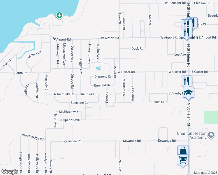 map of restaurants, bars, coffee shops, grocery stores, and more near 9481 En-Da-Win in Richfield Township