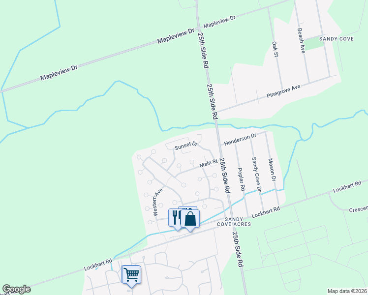 map of restaurants, bars, coffee shops, grocery stores, and more near 4 Riverview Circle in Innisfil