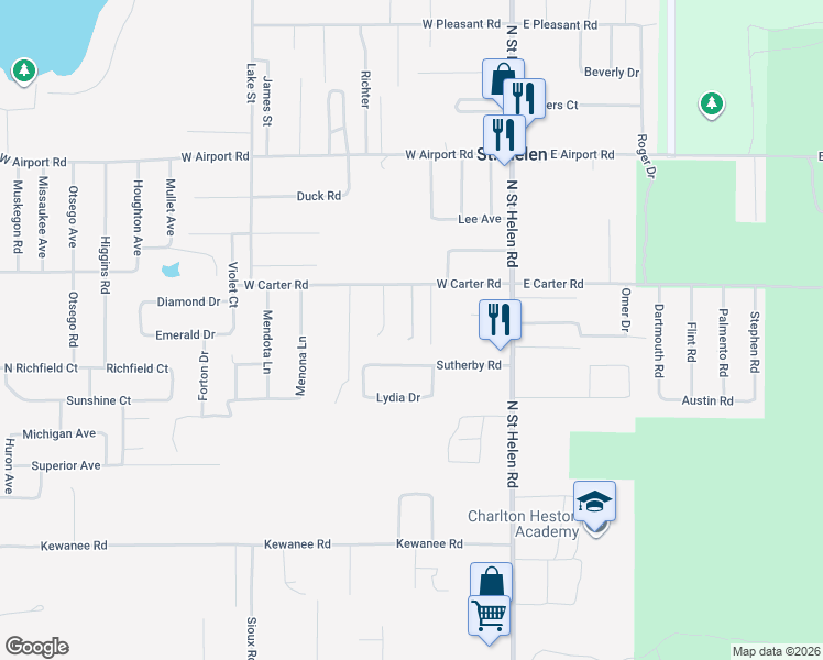 map of restaurants, bars, coffee shops, grocery stores, and more near 1641-1723 Scott Street in Richfield Township