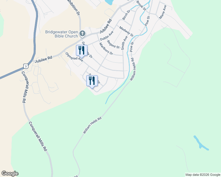 map of restaurants, bars, coffee shops, grocery stores, and more near 51 Cresthaven Court in Bridgewater