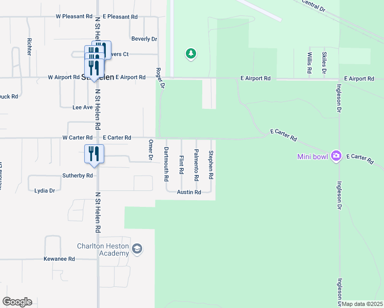 map of restaurants, bars, coffee shops, grocery stores, and more near 1722 Palmento Road in Richfield Township