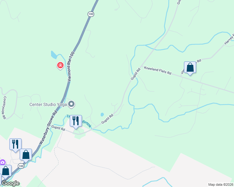 map of restaurants, bars, coffee shops, grocery stores, and more near 635 Guptil Road in Waterbury