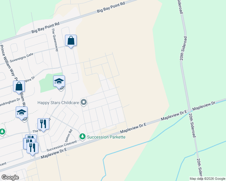 map of restaurants, bars, coffee shops, grocery stores, and more near in Barrie