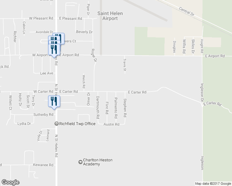 map of restaurants, bars, coffee shops, grocery stores, and more near 1722 Palmento Road in Richfield Township