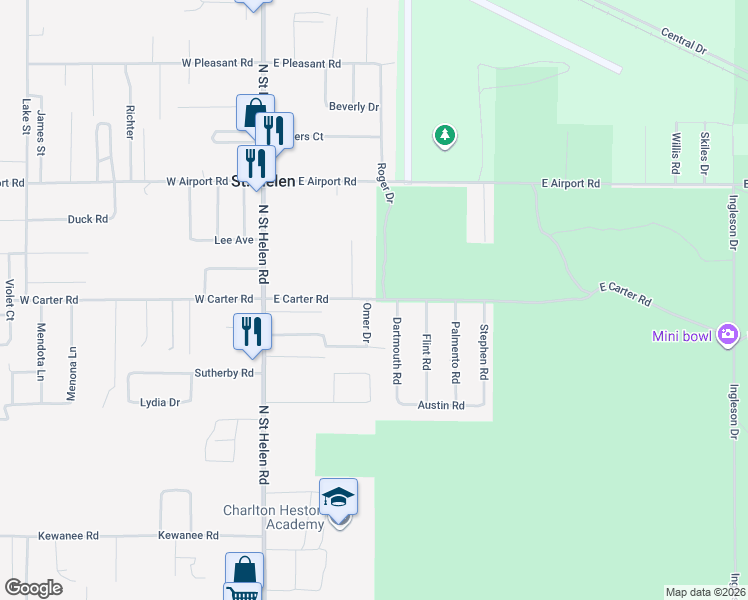 map of restaurants, bars, coffee shops, grocery stores, and more near 1519-1717 Dartmouth Road in Richfield Township
