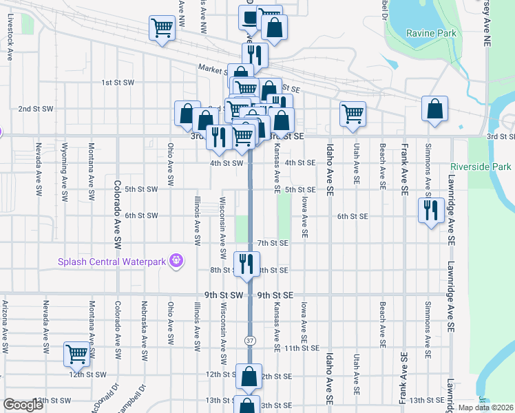 map of restaurants, bars, coffee shops, grocery stores, and more near 688 Dakota Ave S in Huron