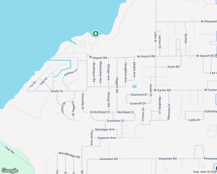 map of restaurants, bars, coffee shops, grocery stores, and more near 1799 Otsego Rd in Richfield Township