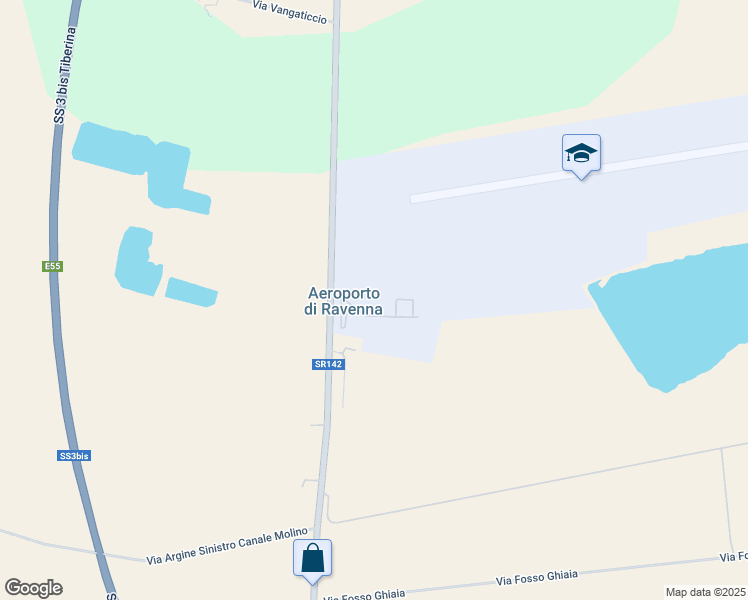 map of restaurants, bars, coffee shops, grocery stores, and more near 160 Via Dismano in Ravenna