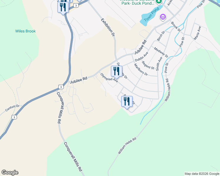 map of restaurants, bars, coffee shops, grocery stores, and more near 26 Cherry Lane in Bridgewater