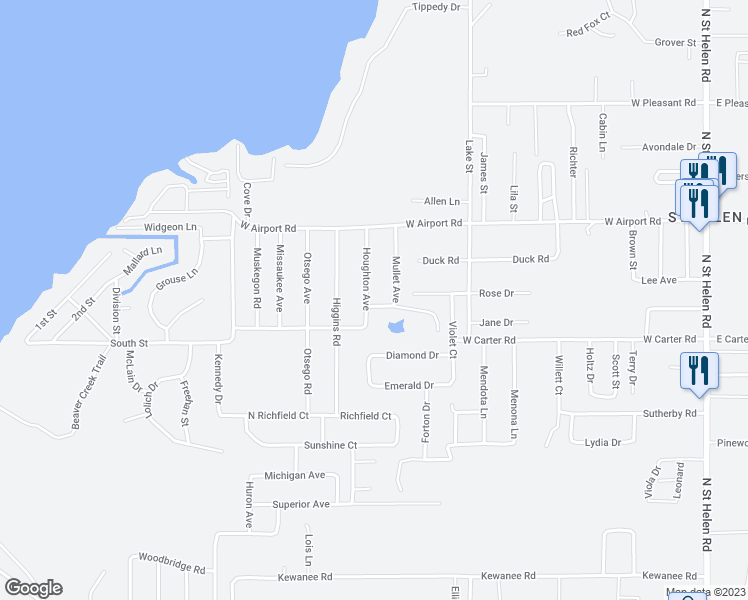 map of restaurants, bars, coffee shops, grocery stores, and more near 1927 Mullet Avenue in Richfield Township
