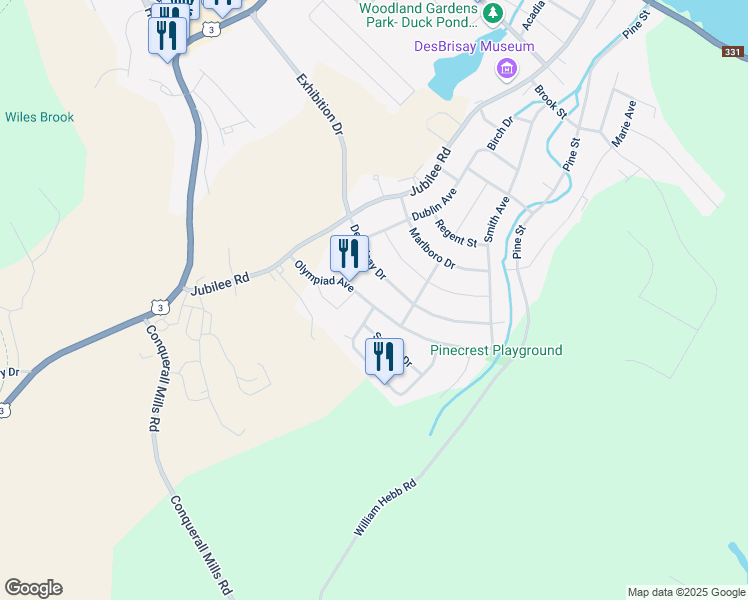 map of restaurants, bars, coffee shops, grocery stores, and more near 65 Olympiad Avenue in Bridgewater