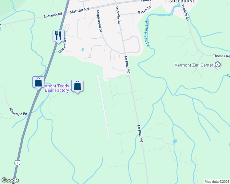 map of restaurants, bars, coffee shops, grocery stores, and more near 254 Air Park Road in Shelburne