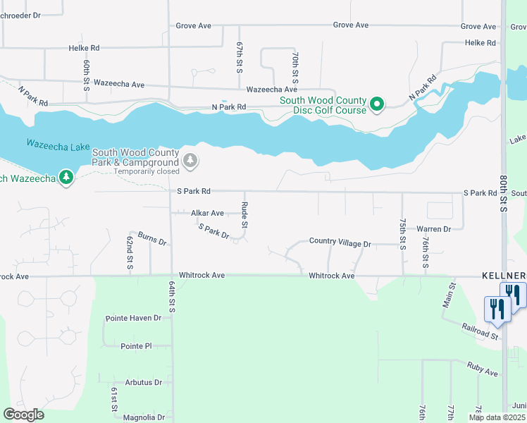 map of restaurants, bars, coffee shops, grocery stores, and more near 3821 71st Court in Wisconsin Rapids
