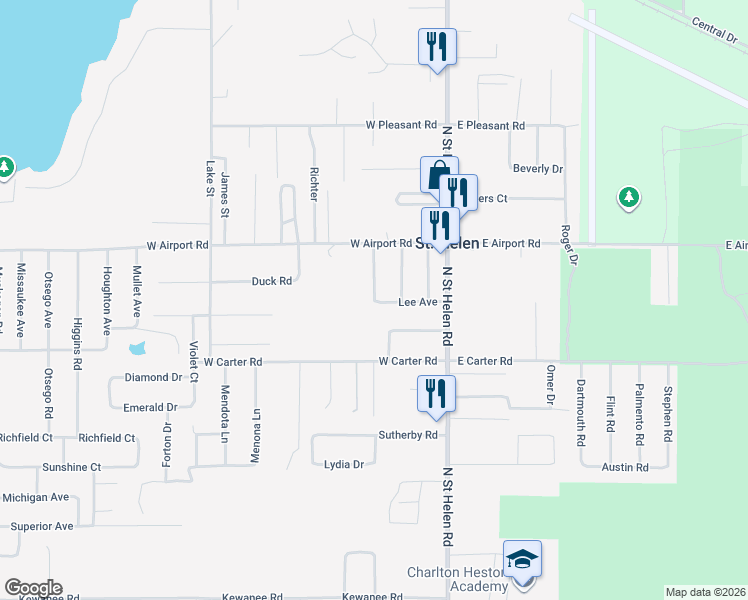map of restaurants, bars, coffee shops, grocery stores, and more near 1973 Brown Street in St. Helen