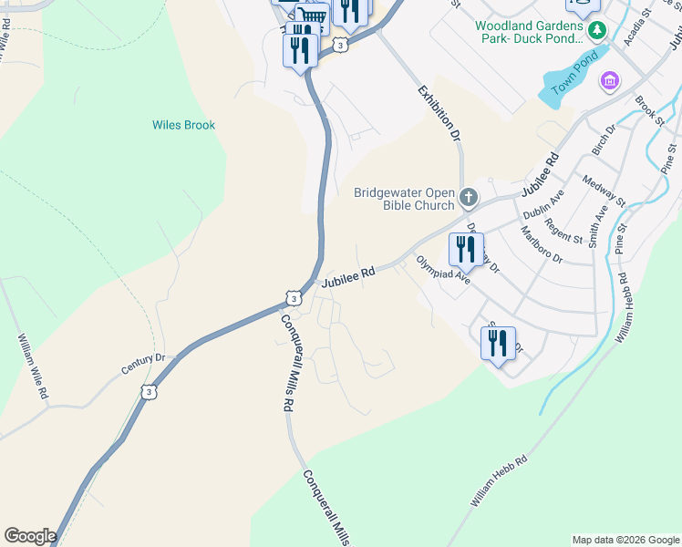 map of restaurants, bars, coffee shops, grocery stores, and more near 420 Jubilee Road in Hebbville