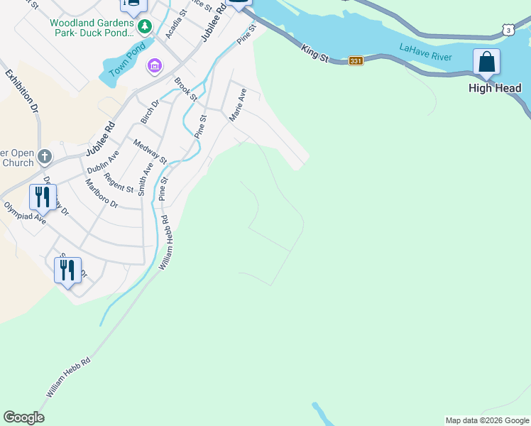 map of restaurants, bars, coffee shops, grocery stores, and more near 26 Aspen Court in Conquerall Bank