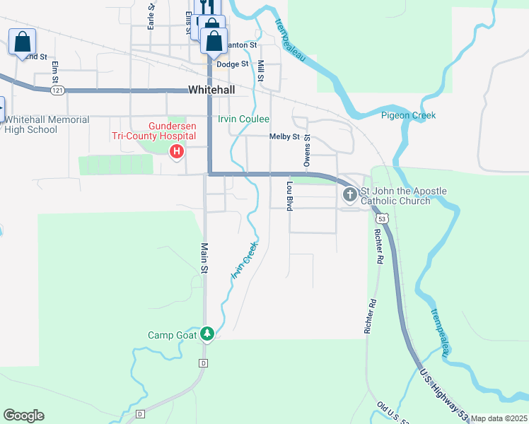 map of restaurants, bars, coffee shops, grocery stores, and more near 35887 Claire Street in Whitehall