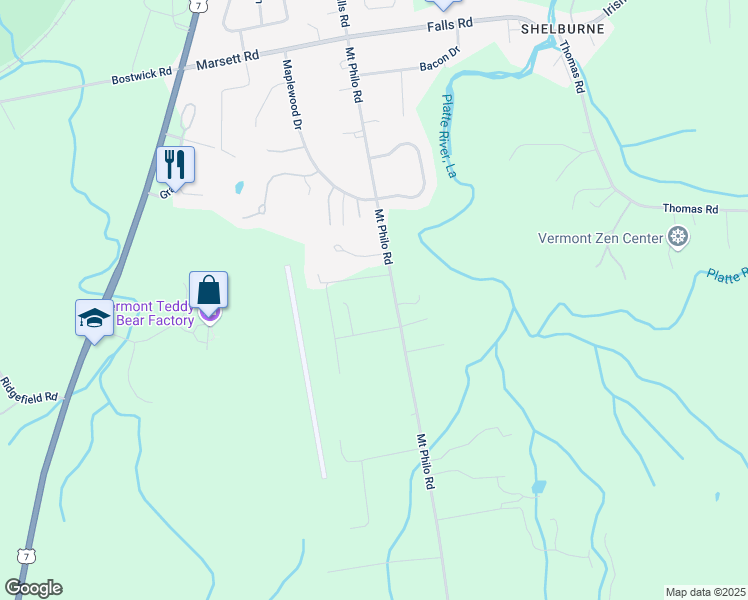 map of restaurants, bars, coffee shops, grocery stores, and more near 73 Air Park Road in Shelburne