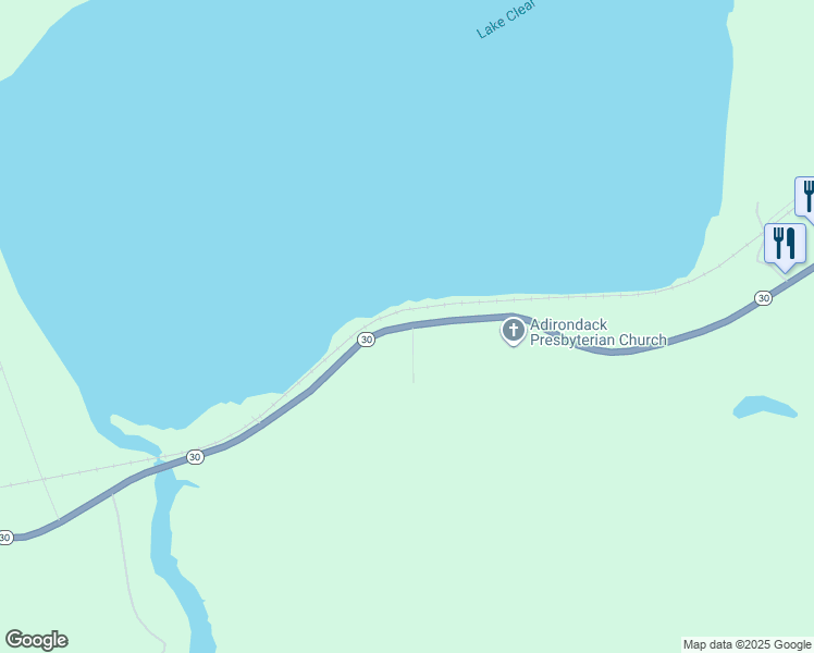 map of restaurants, bars, coffee shops, grocery stores, and more near 6319 New York 30 in Lake Clear