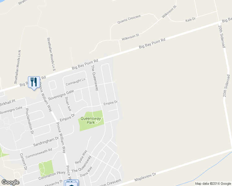 map of restaurants, bars, coffee shops, grocery stores, and more near 111 Winchester Terrace in Barrie
