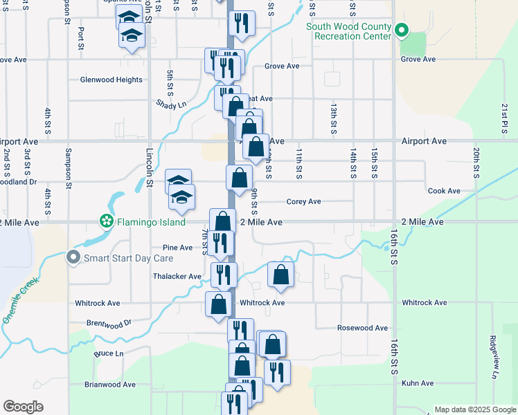 map of restaurants, bars, coffee shops, grocery stores, and more near 911 2 Mile Avenue in Wisconsin Rapids