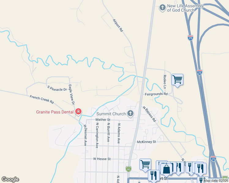 map of restaurants, bars, coffee shops, grocery stores, and more near Watkins Street in Buffalo