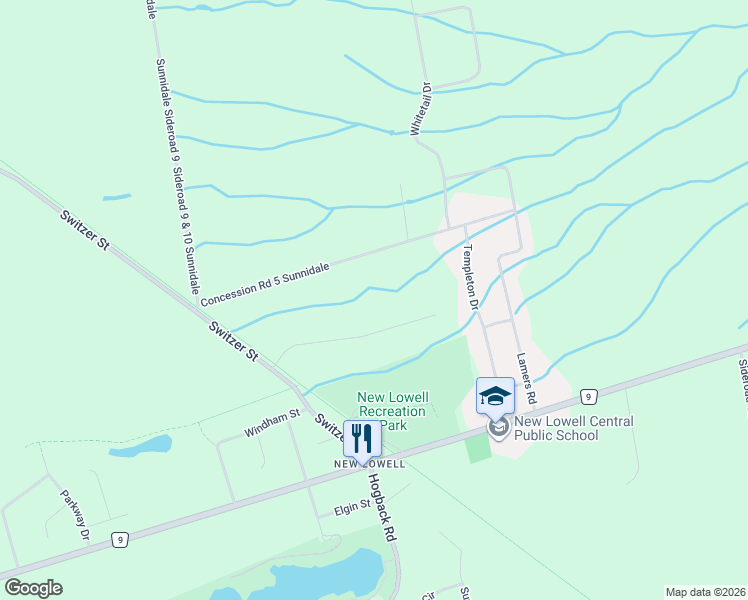 map of restaurants, bars, coffee shops, grocery stores, and more near 10 Greengage Road in Simcoe County