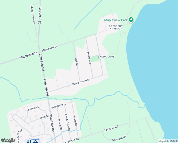 map of restaurants, bars, coffee shops, grocery stores, and more near 3196 Beach Avenue in Innisfil