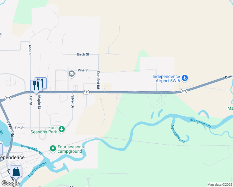 map of restaurants, bars, coffee shops, grocery stores, and more near 22875 Whitehall Road in Independence