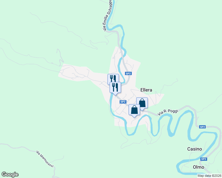 map of restaurants, bars, coffee shops, grocery stores, and more near 33 Via Chiusa in Ellera