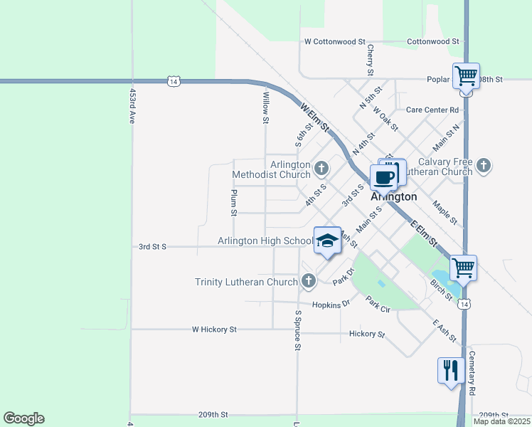 map of restaurants, bars, coffee shops, grocery stores, and more near 498 4th St S in Arlington