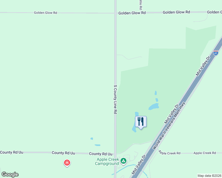 map of restaurants, bars, coffee shops, grocery stores, and more near N3509 County Road U in De Pere