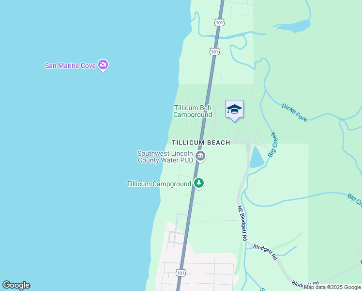 map of restaurants, bars, coffee shops, grocery stores, and more near 7907 U.S. 101 in Yachats