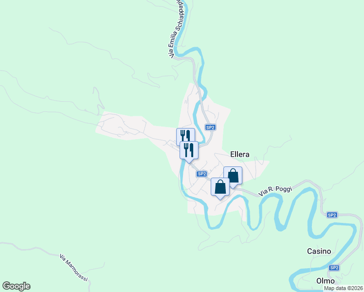 map of restaurants, bars, coffee shops, grocery stores, and more near 12 Via dell'Orto in Ellera