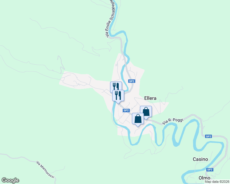 map of restaurants, bars, coffee shops, grocery stores, and more near 32-33 Via Chiusa in Ellera