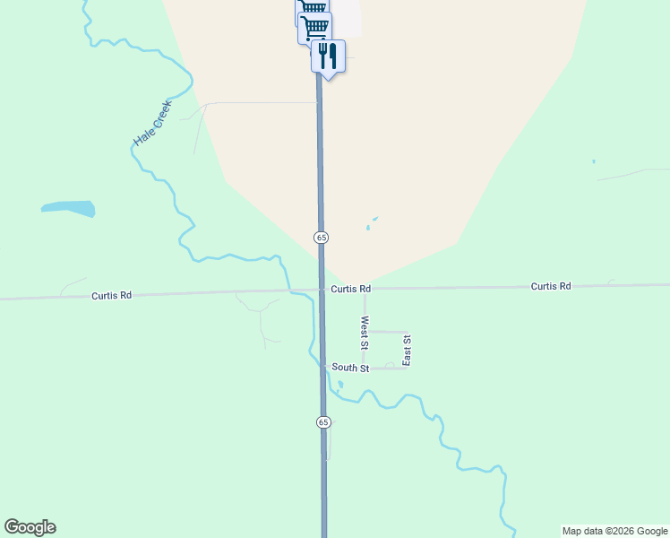 map of restaurants, bars, coffee shops, grocery stores, and more near 6946-6998 Curtis Road in Hale