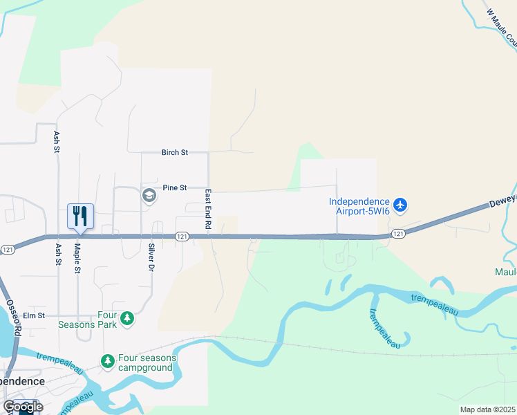 map of restaurants, bars, coffee shops, grocery stores, and more near 22875 Whitehall Road in Independence