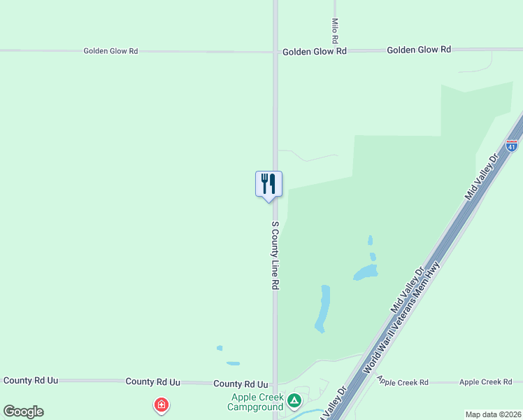 map of restaurants, bars, coffee shops, grocery stores, and more near N3509 County Road U in De Pere