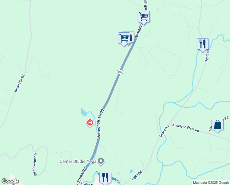 map of restaurants, bars, coffee shops, grocery stores, and more near 118 Stowebury Road in Waterbury Center