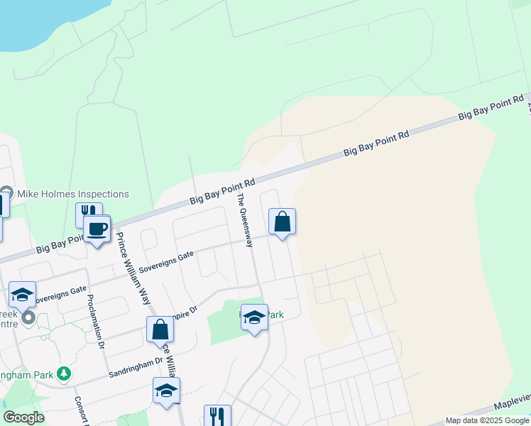 map of restaurants, bars, coffee shops, grocery stores, and more near 31 Versailles Crescent in Barrie
