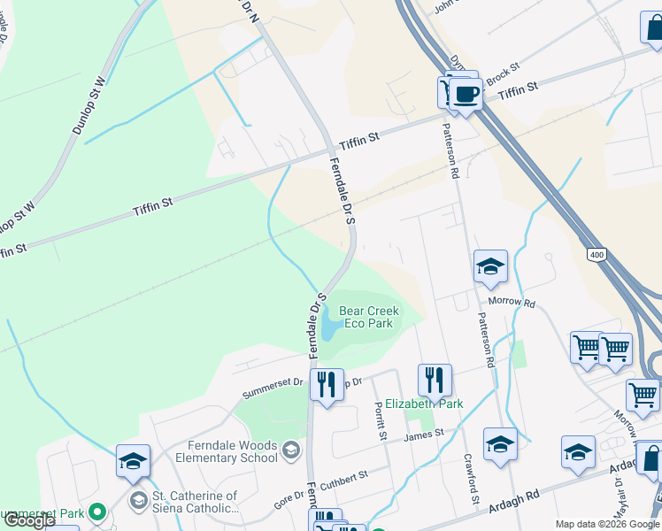 map of restaurants, bars, coffee shops, grocery stores, and more near in Barrie