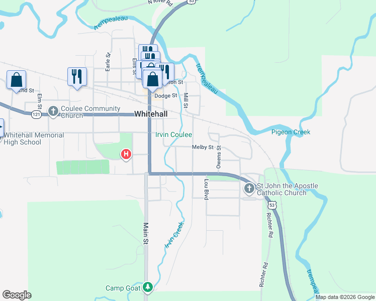 map of restaurants, bars, coffee shops, grocery stores, and more near in Whitehall