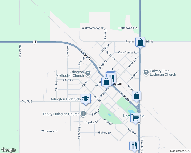 map of restaurants, bars, coffee shops, grocery stores, and more near in Arlington