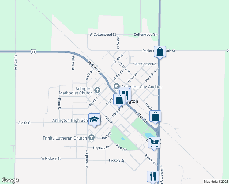 map of restaurants, bars, coffee shops, grocery stores, and more near in Arlington
